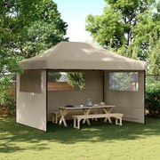 vidaXL Tenda p/ festas pop-up dobrável c/ 3 paredes cinza-acastanhado