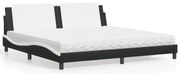 vidaXL Cama com colchão 200x200 cm couro artificial preto e branco