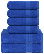 6pcs Conjunto toalhas banho 360 gsm 100% algodão azul