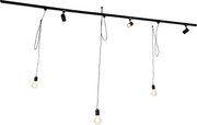Sistema de calhas inteligente preto com 3 focos e candeeiro suspenso monofásico - Iconic Cavalux Jeana