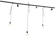 Sistema ferroviário inteligente preto 3 focos e candeeiro pendente monofásico - Cavalux Jeana