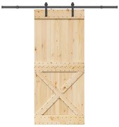 vidaXL Porta de correr c/ ferragens 100x210 cm madeira de pinho maciça