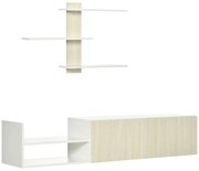 HOMCOM Móvel TV Sala Estar com Prateleira Parede Espaço Ample 150x31,5x40cm e 95,5x16x60cm Madeira Branco | Aosom Portugal