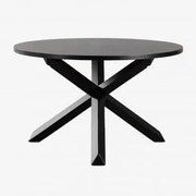 Mesa De Jantar Redonda Ø120 Cm Em Mdf E Madeira Mieren Preto Claro - Sklum