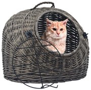 vidaXL Transportadora p/ gatos 45x35x35 cm salgueiro natural cinzento