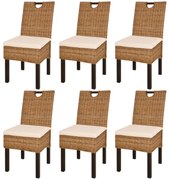 vidaXL Cadeiras de jantar, 6 pcs, vime Kubu madeira de mangueira