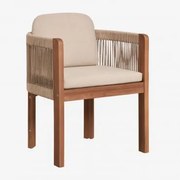 Cadeira De Jantar Serel Com Braços Em Madeira De Acácia E Corda Trançada Castanho Acácia - Sklum