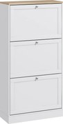 HOMCOM Móvel Sapateira de Entrada com 3 Gavetas Basculantes e Prateleiras Ajustáveis para 18 Pares de Sapatos 60x23,5x115 cm Branco | Aosom Portugal