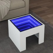 vidaXL Mesa de centro com luzes LED Infinity 40x40x30 cm branco