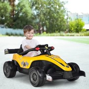 Carro Eléctrico Para Crianças 12V Carro Corrida Infantil 12 V com Controlo Remoto Sistema de Arranque Suave Música Amarelo