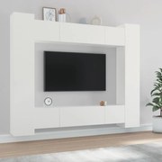 Conjunto móveis de TV 8 pcs madeira processada branco