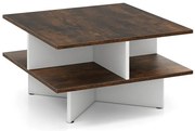 Mesa de centro moderna com 2 compartimentos ocultos e pernas de metal, mesa de centro com tampo elevatório, marrom rústico