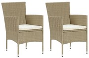 vidaXL Cadeiras de jantar para jardim 2 pcs vime PE bege