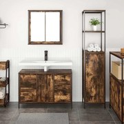 Conjunto de Móveis de Casa de Banho VidaXL em Madeira Engenheirada Fumê