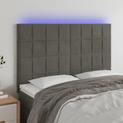 Cabeceira de cama c/ LED veludo 144x5x118/128 cm cinza-escuro