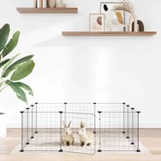 vidaXL Gaiola para animais de estimação com 12 painéis e porta, preta, 35x35 cm, aço
