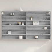 vidaXL Armário vitrine 100x8,5x58 cm derivados de madeira cinza sonoma