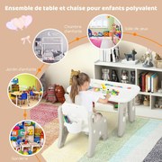 Cavalete de arte infantil com cadeira e quadro branco ajustável de 3 níveis - multicolorido