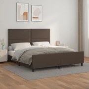 Estrutura cama c/ cabeceira 160x200cm couro artificial castanho