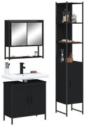 vidaXL 3 pcs conjunto móveis casa de banho derivados de madeira preto