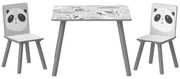 ZONEKIZ Conjunto de Mesa e Cadeiras para Crianças de 3 Peças Mesa Infantil com 2 Cadeiras Conjunto de Móveis para Atividades Cinza | Aosom Portugal