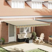 Toldo Retrátil Verde e amarelo 450 × 350 cm Poliéster e Metal