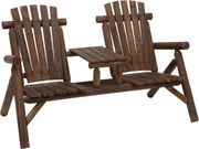 Outsunny Banco de jardim com mesa, Mobiliário de jardim, Banco, 2 lugares, Madeira maciça, Castanho, 157 x 88 x 103 cm | Aosom Portugal