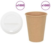 vidaXL Copos de café de papel com tampas 1000 pcs 12oz 300ml