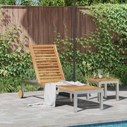 vidaXL Espreguiçadeira com rodas 207x58x35 cm Madeira sólida de acácia e Aço inoxidável