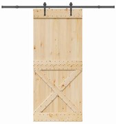 vidaXL Porta de correr c/ ferragens 100x210 cm madeira de pinho maciça