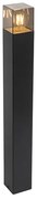 Candeeiro de pé exterior preto 70 cm IP44 com vidro fumê - Denmark