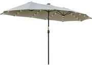 Chapéu de Sol Duplo de Jardim com 48 Luzes LED Solar 450x265x240cm Cha