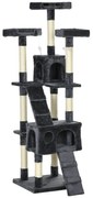 PawHut Arranhador Gato Grande 49x49x173 cm Múltiplos Níveis Cavernas Brinquedos Suspensos Confortável Diversão Cinza Escuro | Aosom Portugal