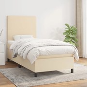 vidaXL Cama com molas/colchão 80x200 cm tecido cor crème