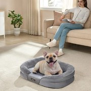 Cama para cães com bordas elevadas 76 x 51 x 18 cm cinza