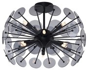 Candeeiro de Teto Art Déco Preto com Vidro Fumê - Atomic