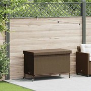 vidaXL Caixa de arrumação com rodas 110x55x73 cm vime PE castanho
