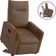 vidaXL Poltrona reclinável elevatória tecido castanho
