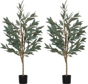 HOMCOM Conjunto de 2 Plantas Artificiais de Louro 150 cm Plantas Artificiais Decorativas Grande Verde | Aosom Portugal