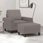vidaXL Poltrona com apoio de pés 60 cm tecido cinza-acastanhado
