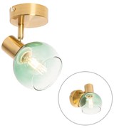 Projetores Art Deco Dourado com Vidro Verde - Vidro Art Deco