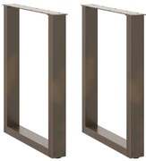 vidaXL Pés para mesa de jantar em formato de U, 2 peças, aço natural, 60x(72-73) cm, aço