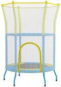 AIYAPLAY Trampolim para Crianças Ø140x190 cm com Rede de Segurança Barras Acolchoadas Carga 45 kg para Interior Multicolor | Aosom Portugal