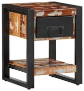 vidaXL Mesa de cabeceira multicor 35x34x45cm madeira maciça recuperada