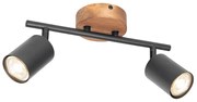 Projetores industriais pretos com madeira inclinável 2 luzes - Jeana