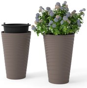 2 vasos de plástico quadrados, 48 cm grande e 32 cm pequeno, marrom claro