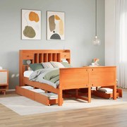 vidaXL Cama com estante sem colchão 140x200 cm pinho maciço