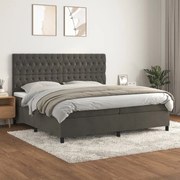 vidaXL Cama com molas/colchão 200x200 cm veludo cinzento-escuro
