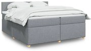 vidaXL Cama com molas/colchão 200x200 cm tecido cinza-claro