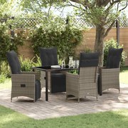 vidaXL Conjunto de Jantar de Jardim com 5 Peças e Almofadas em Rattan de Polietileno Cinza